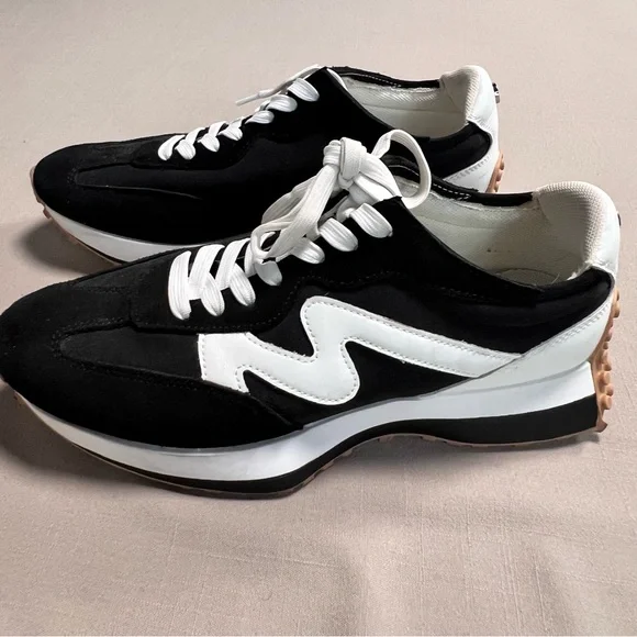 Steve Madden CAMPO Retro Sneakers Black & White – Women’s 11M - Picture 12 of 14